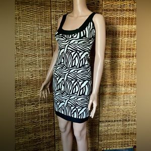Black &White Print HERVE LEGER Sheath Mini Dress